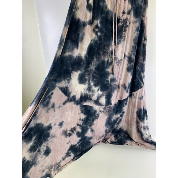 VENUS Strapless Maxi Dress Pink Blue Tie Dye Drawstring Waist Jersey Women Large - Picture 4 of 12
